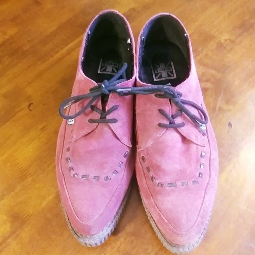 TUK Burgundy Suede Pointed Toe Creepers - Mens 11
